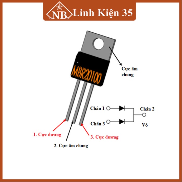 Ic chức năng MBR20100 CT điện áp 100V dòng 2x10A kiểu chân TO-220