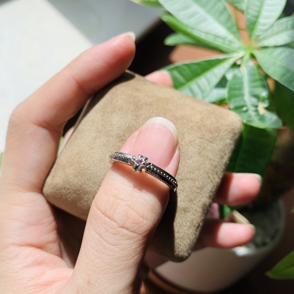 N14H.179 Nhẫn bạc S.aphire Hồng siêu vintage