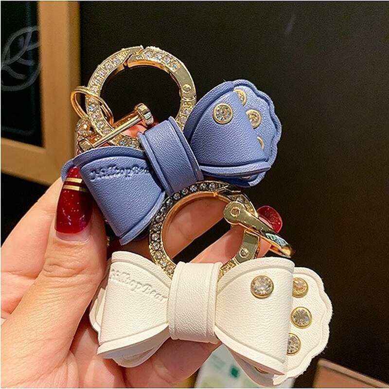 Móc Chìa Khóa Ô Tô Xe Máy Túi Xách Balo Hình Nơ Đính Đá Dễ Thương