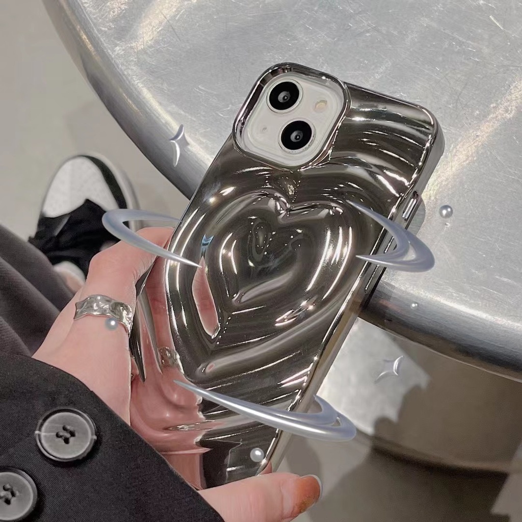 Thời Trang Ốp Điện Thoại tpu Mềm Mạ Điện Hình Trái Tim 3d Cho iphone 15pro max 15 pro 15 14promax 14 13 pro max 12 pro max 11 pro max