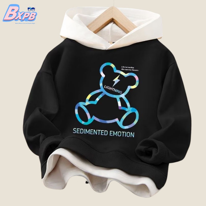 Áo hoodie BXPB giả hai lớp dáng rộng thời trang mùa thu dành cho trẻ em từ 3-15 tuổi