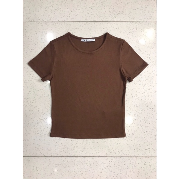 👚 Áo thun gân tay ngắn Zra tôn dáng