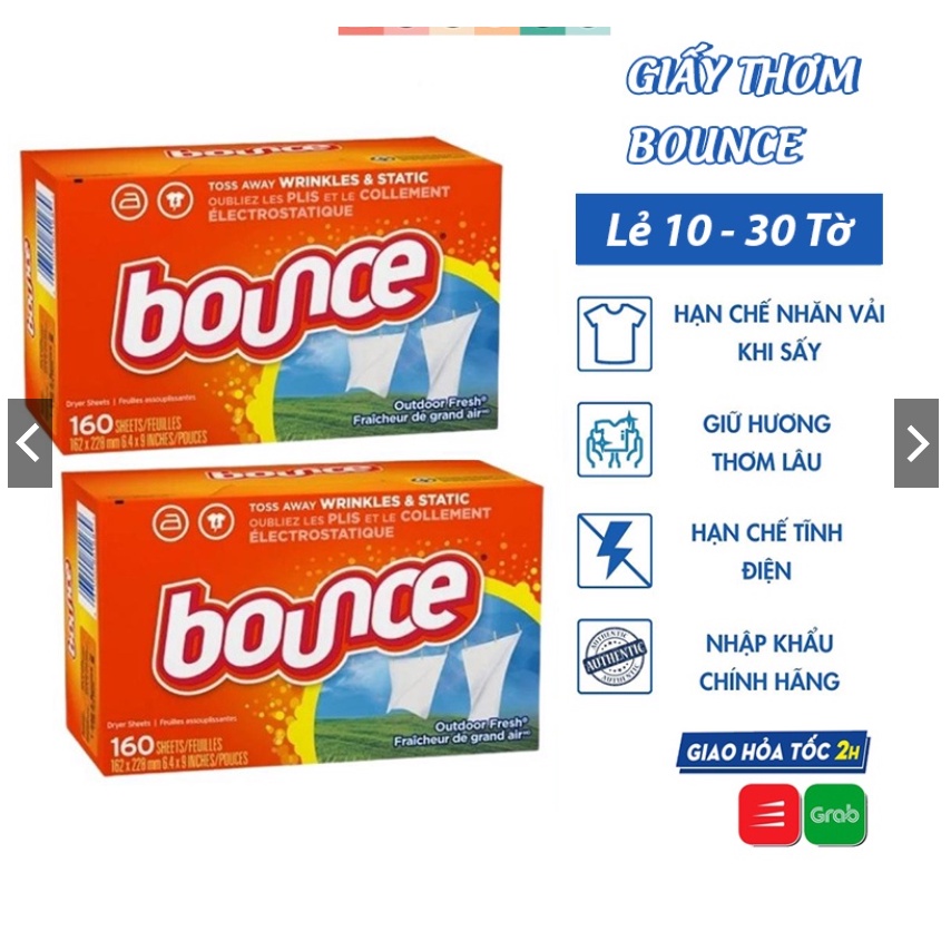 Giấy Thơm Quần Áo Bounce Mỹ 320 Tờ Nguyên Hộp - Làm Thơm Quần Áo