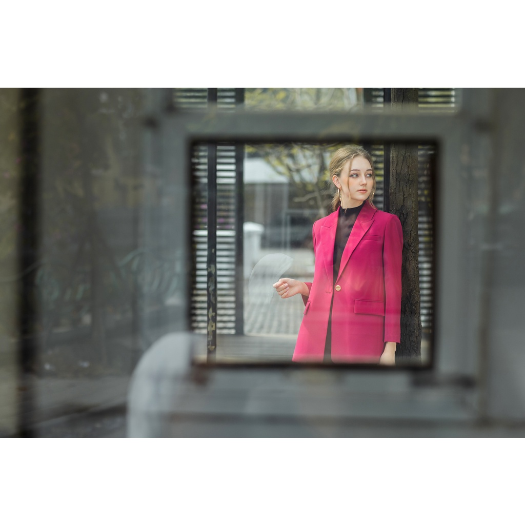 Áo vest công sở nữ Lamia Design LE172 màu hồng dáng suông sang trọng tinh tế