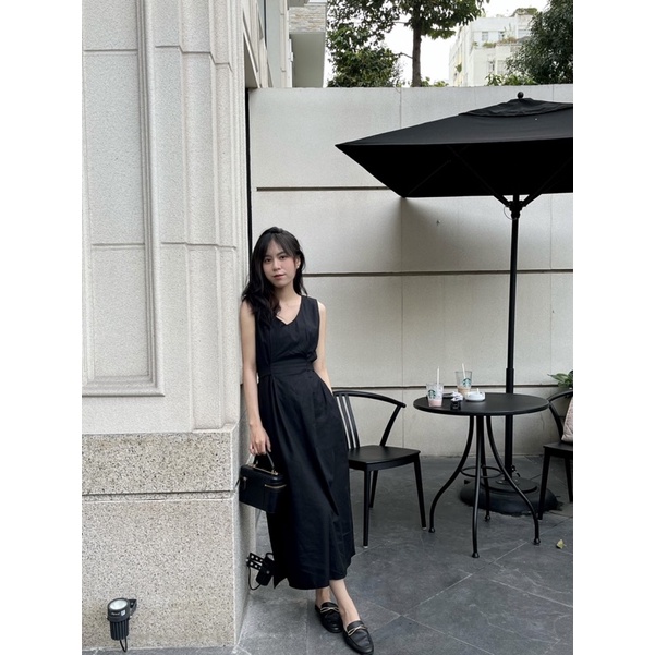 Đầm Linen Midi Cột Eo
