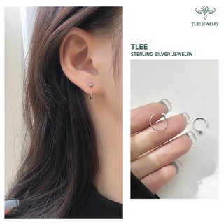 Khuyên tai bạc unisex TLEE móc bi basic cá tính TLEE JEWELRY B0213