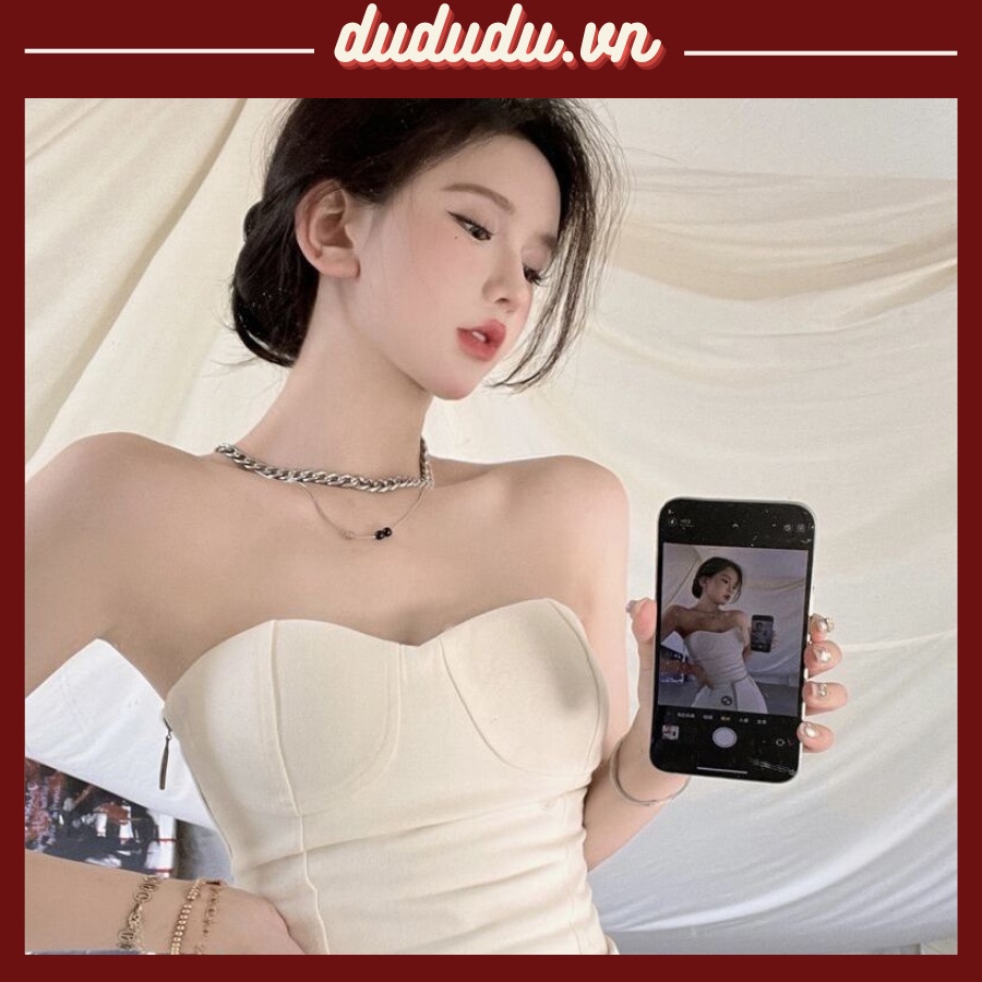 Áo quây croptop không tay, màu trắng tôn da, ôm body, tôn vòng 1, gợi cảm, quyến rũ, áo ống cúp ngực dành cho nữ