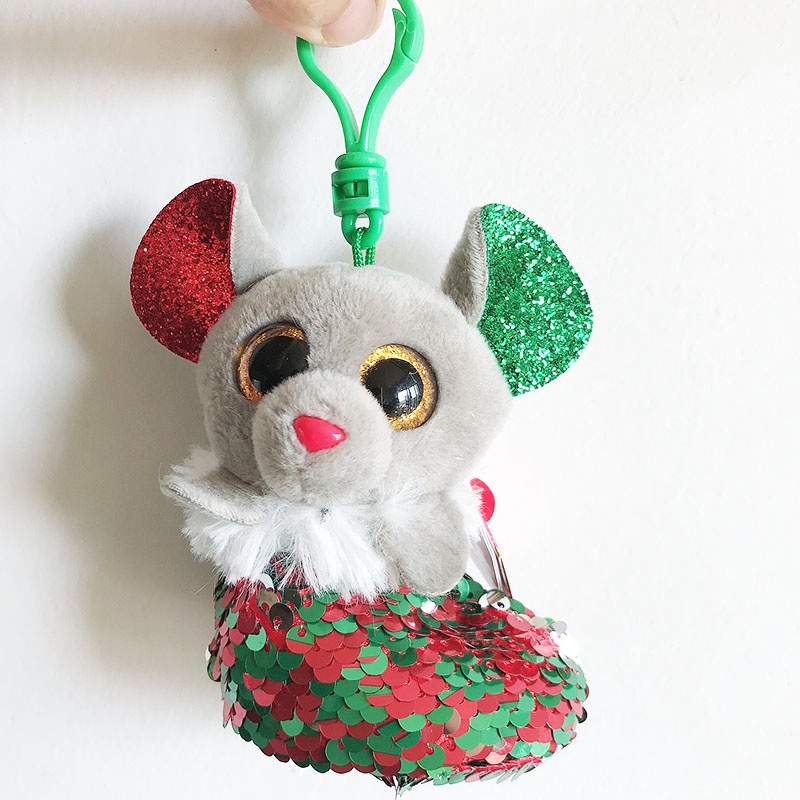 Ty Móc Khóa Búp Bê Nhồi Bông Mềm Mại Đính Kim Cương Sequin Slush Wave Ánh Trăng Khuyết Hình Động Vật