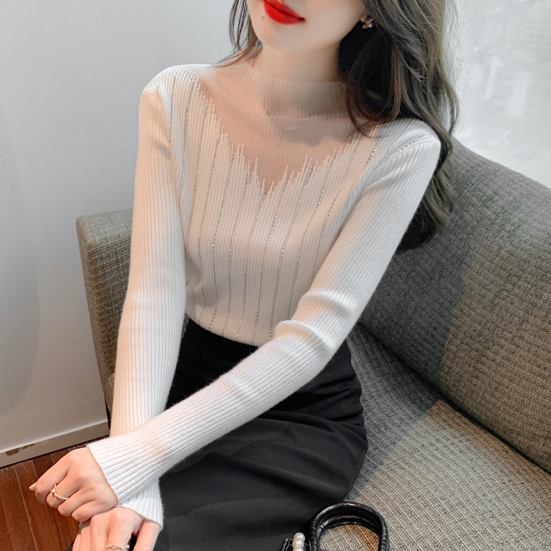 Áo Dệt Kim Tay Dài Màu Trơn Dáng Ôm Thời Trang Mới