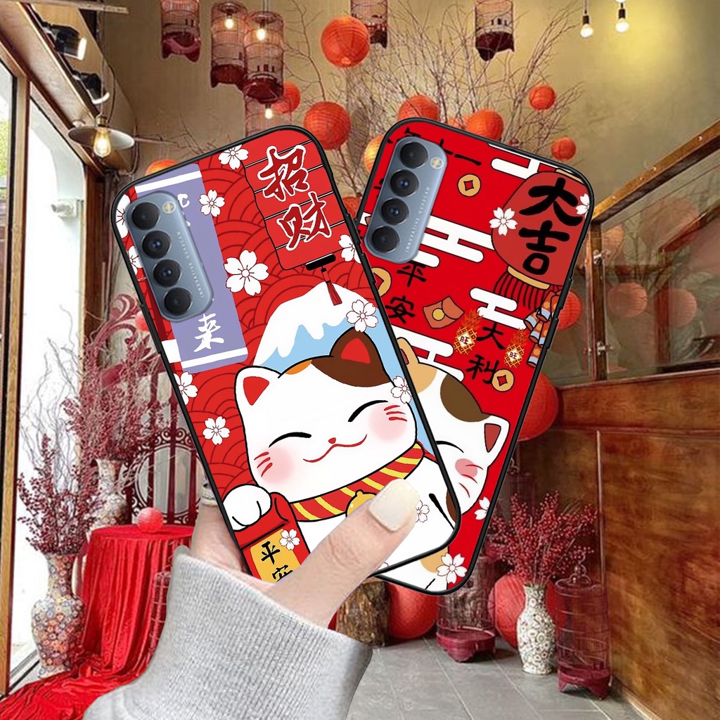 Ốp lưng Oppo Reno 4 / Reno 4 Pro / Reno 4 in hình Mèo Thần Tài may mắn mẫu mới Tết này