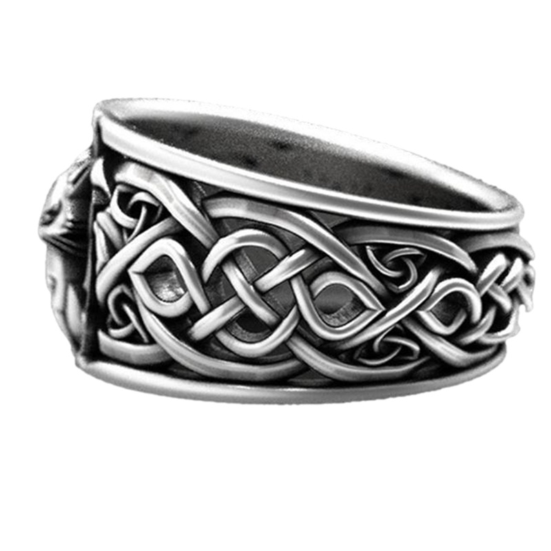 Nhẫn Nam Khắc Hình Cáo Phong Cách Viking Âu Mỹ