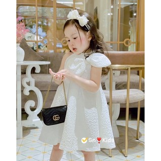 Váy tiểu thư nơ bản to sang chảnh cho bé