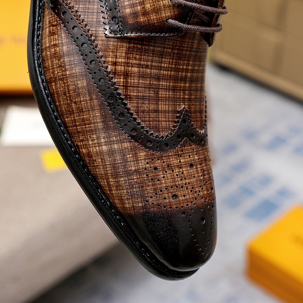 Giày oxfords buộc dây da thật thời trang nam cao cấp thương hiệu Louis Vuitton LV phong cách sang trọng, hiện đại