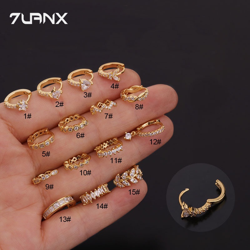 Đôi hoa tai 7UANX tròn mini 8mm thời trang cho nữ