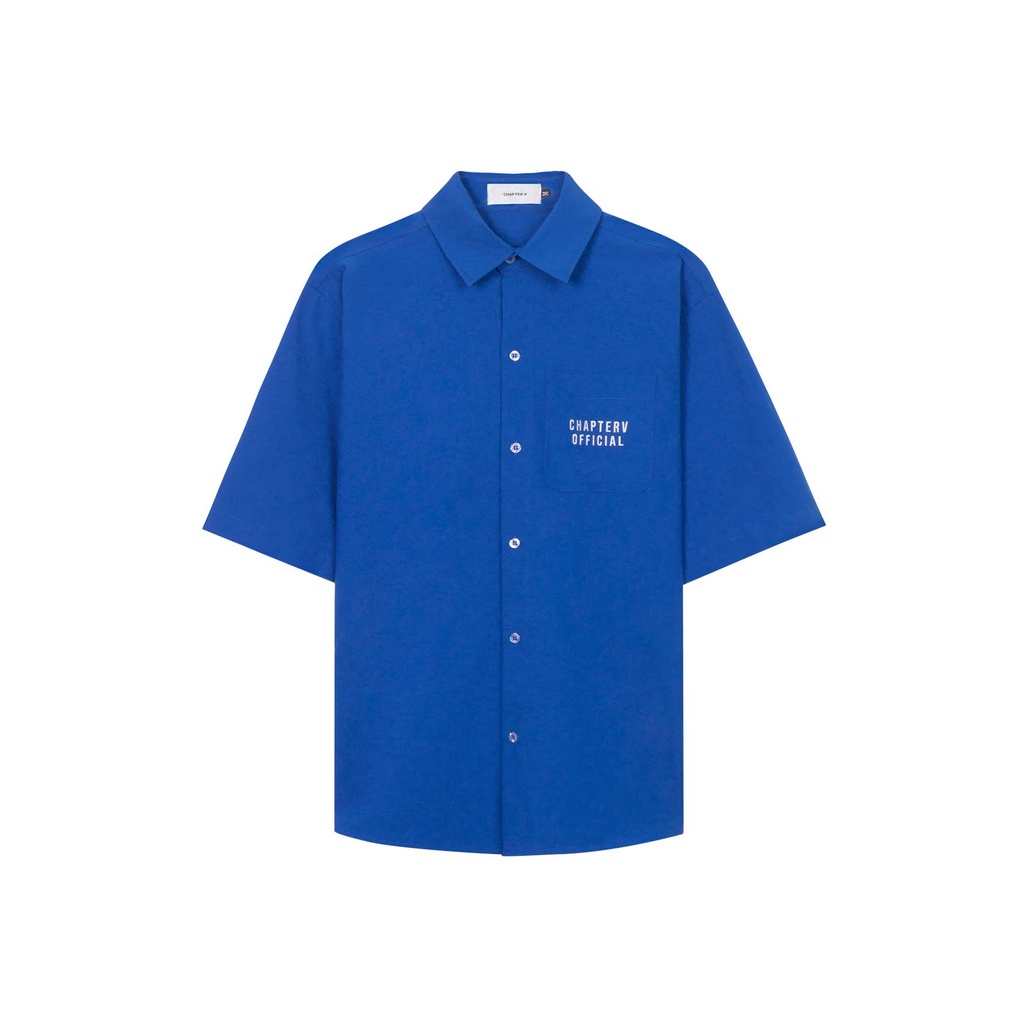 Sơ mi xanh dương tay ngắn thêu chữ - Buy This Short Sleeve Shirt