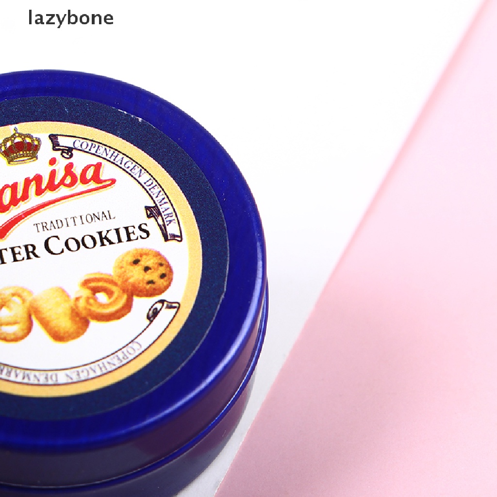 1 Hộp Thiếc Đựng Bánh Quy Màu Xanh Dương Tỉ Lệ 1 / 12 Trang Trí Nhà Búp Bê