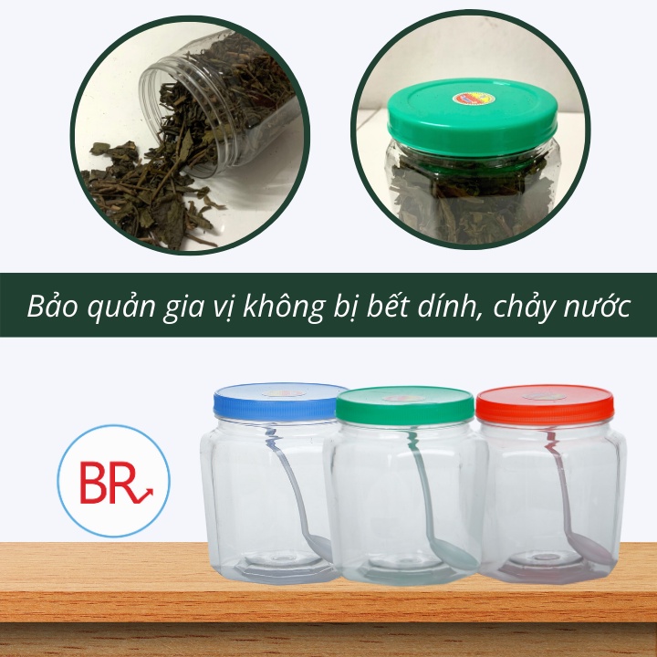 Lọ nhựa đựng gia vị kèm thìa Việt Nhật  – Hũ nhựa đựng gia vị, nước mắm có nắp vặn  01767