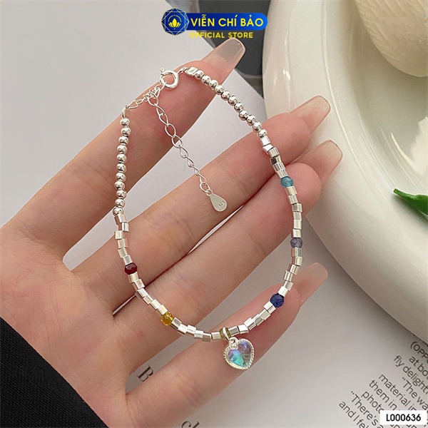 Lắc tay bạc nữ trái tim đá mặt trăng sang chảnh chất liệu bạc 925 thời trang phụ kiện trang sức Viễn Chí Bảo L000636