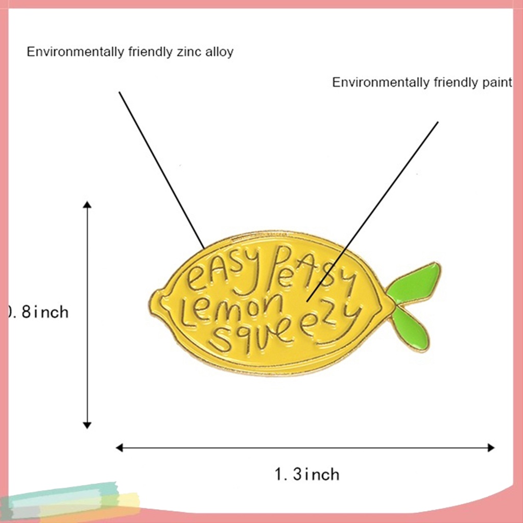 【LK】Cartoon Lemon Enamel Letters Brooch Pin Unisex Denim Backpack Decor Party Badge