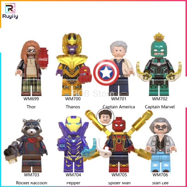 Mô Hình Nhân Vật Siêu Anh Hùng Thanos Thor Captain America RU3