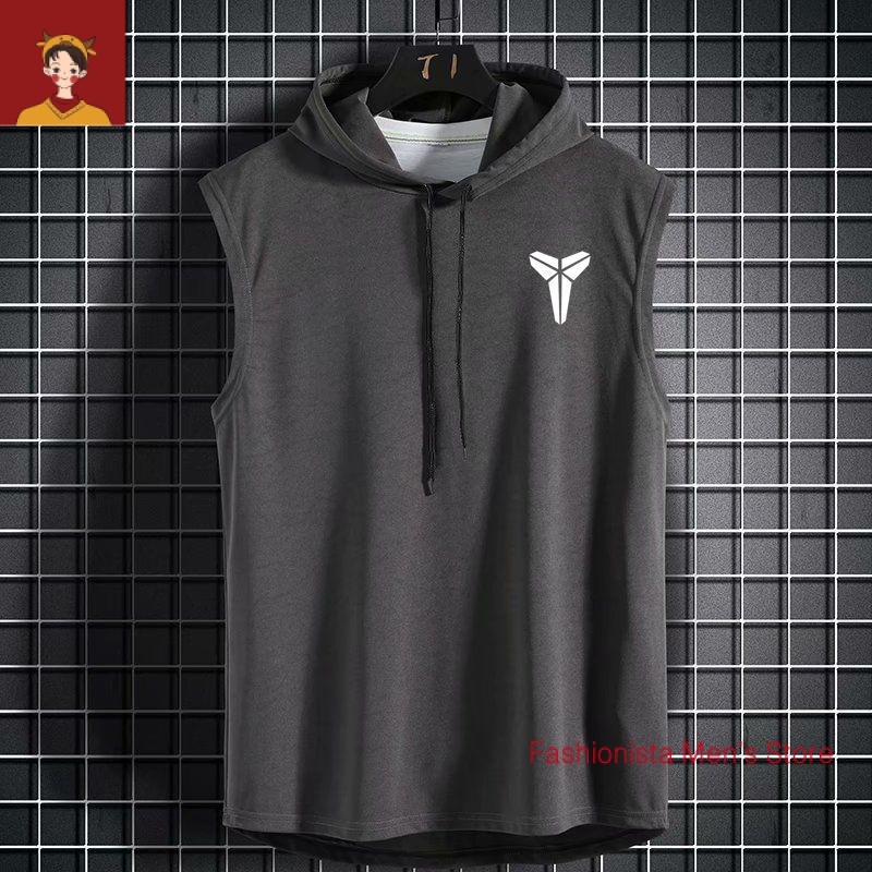 Áo Thun Thể Thao Sát Nách Có Mũ Trùm Dáng Suông Năng Động Thời Trang Hè Cho Nam
