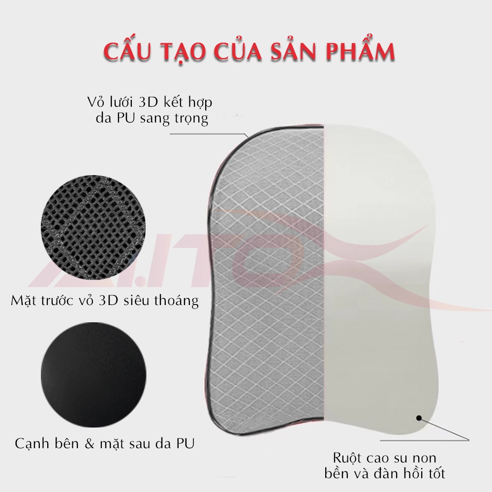 Gối tựa đầu ô tô Autox ruột cao su non vỏ da PU cao cấp kèm tựa lưng theo bộ sang trọng | BigBuy360 - bigbuy360.vn