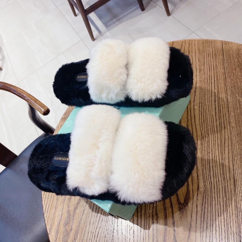 Dép lông hai quai ngang trắng đế đen cao 5 phân hàng quảngg châuu full hộp