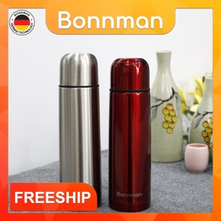 (Giá hủy diệt) Bình nước inox giữ nhiệt Bonnman 500ml màu bạc