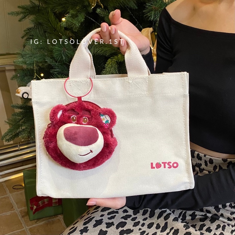 Túi tote quai dài,  in chữ Lotso có kèm túi nhỏ hình gấu Dâu Losto, xinh xắn đáng yêu