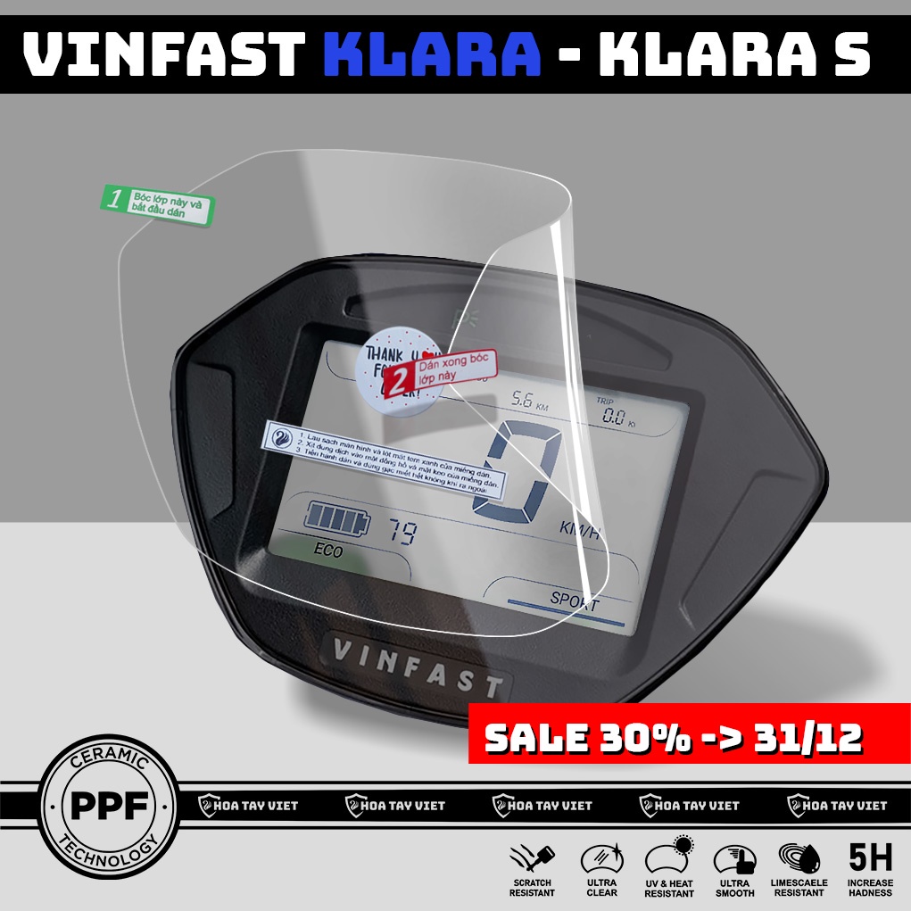 Miếng dán bảo vệ VINFAST KLARA - KLARA S chống trầy xước mặt đồng hồ xe VINFAST