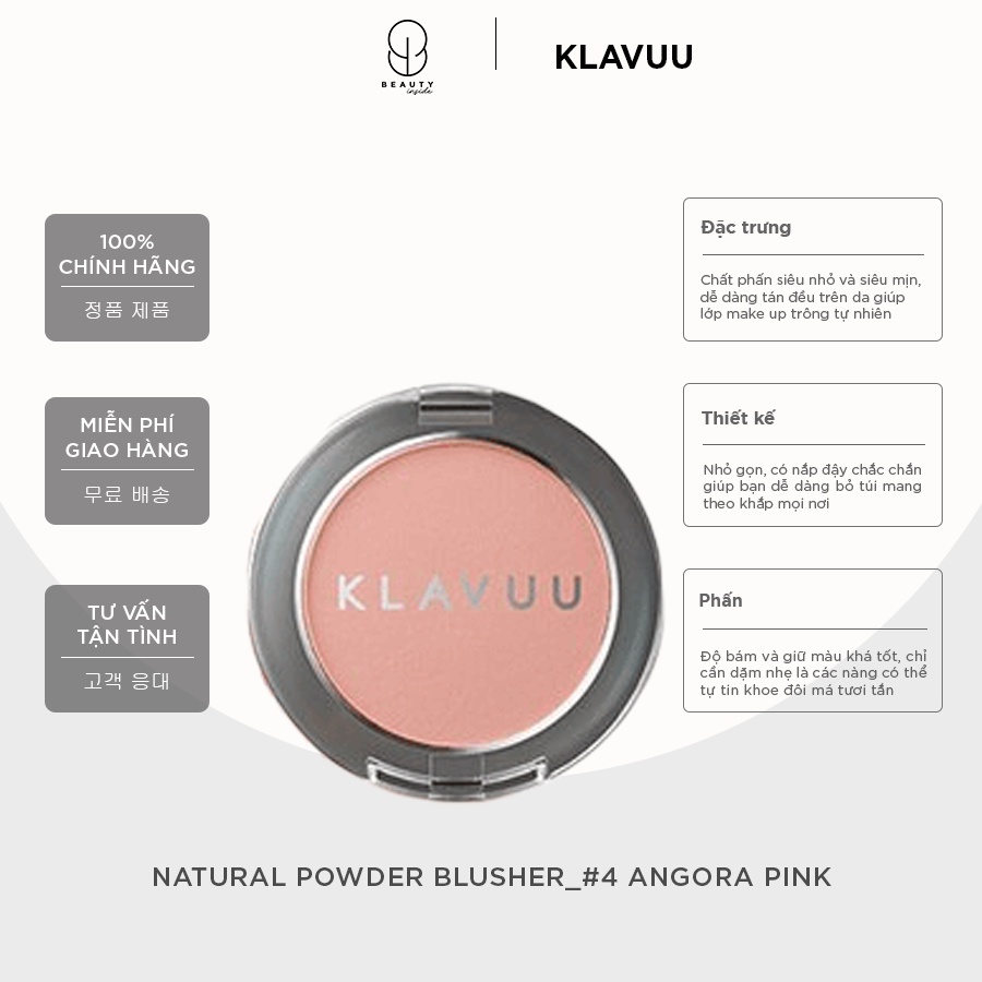 Phấn má hồng KLAVUU Urban Pearlsation Natural Powder Blusher