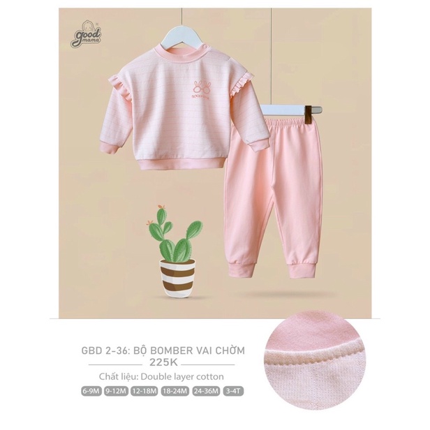 Bộ nỉ bé gái goodmama 6m-4y