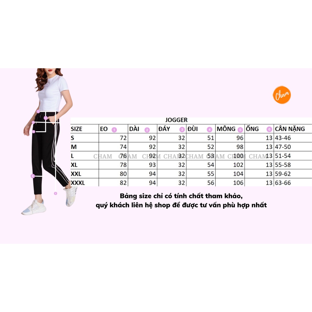 Quần Jogger nữ Cham Thể Thao, Co Giãn, Cạp Cao, Dây Rút