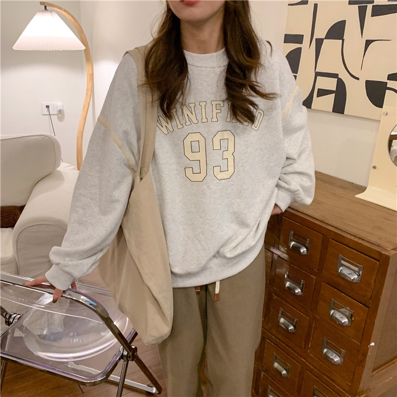 Áo sweater SUXI tay dài dáng rộng phong cách vintage trẻ trung thời trang dành cho nữ