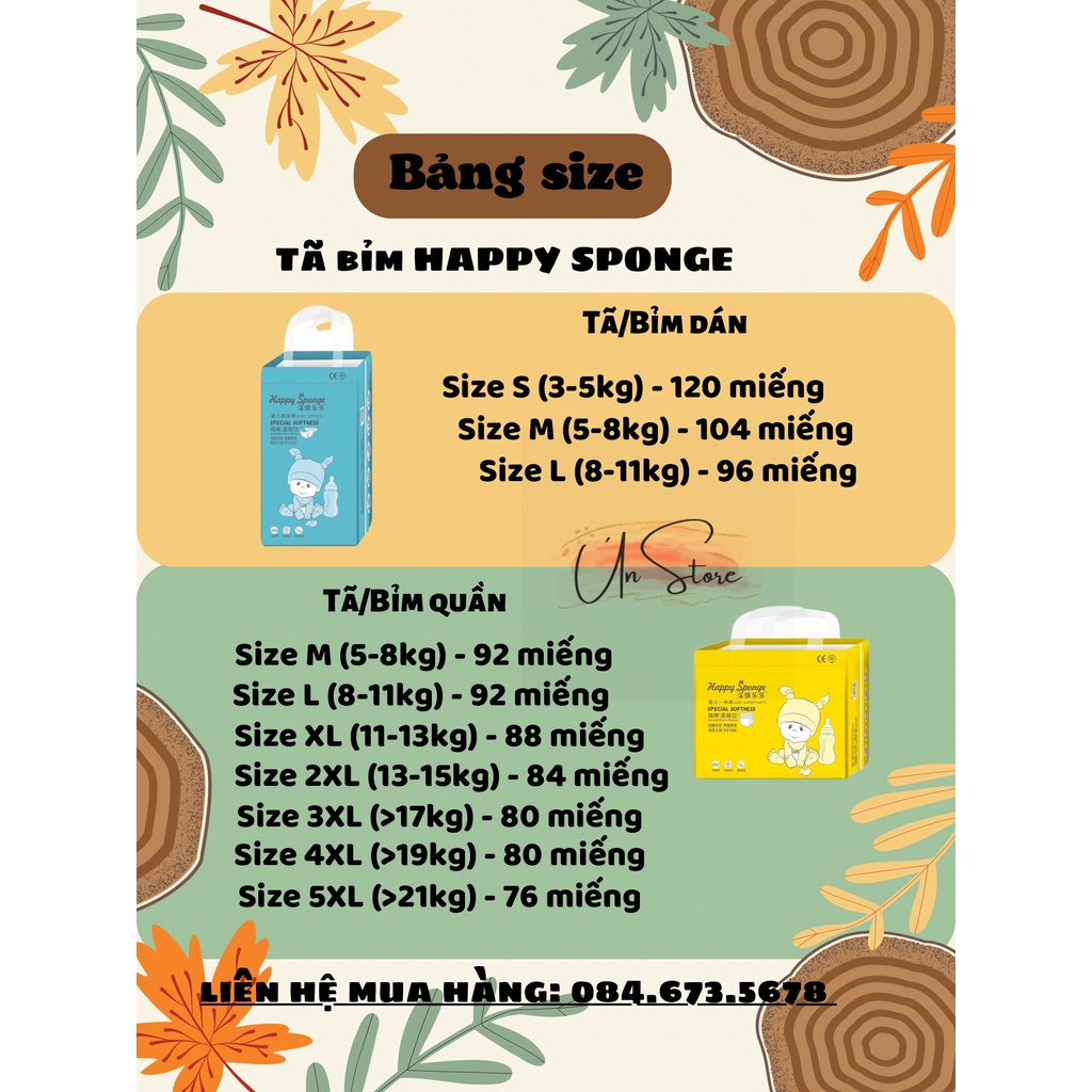 Bỉm Happy Sponge xuất Nhật S120/M104/M92/L92/XL88/2XL84/3XL80/4XL80