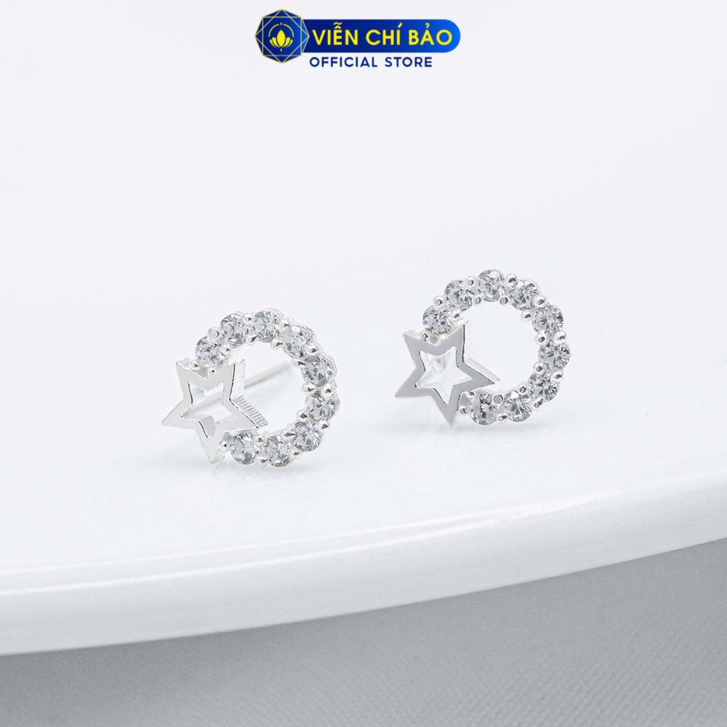 Khuyên tai bạc nữ sao đá chất liệu bạc 925 thời trang phụ kiện trang sức nữ Viễn Chí Bảo E094