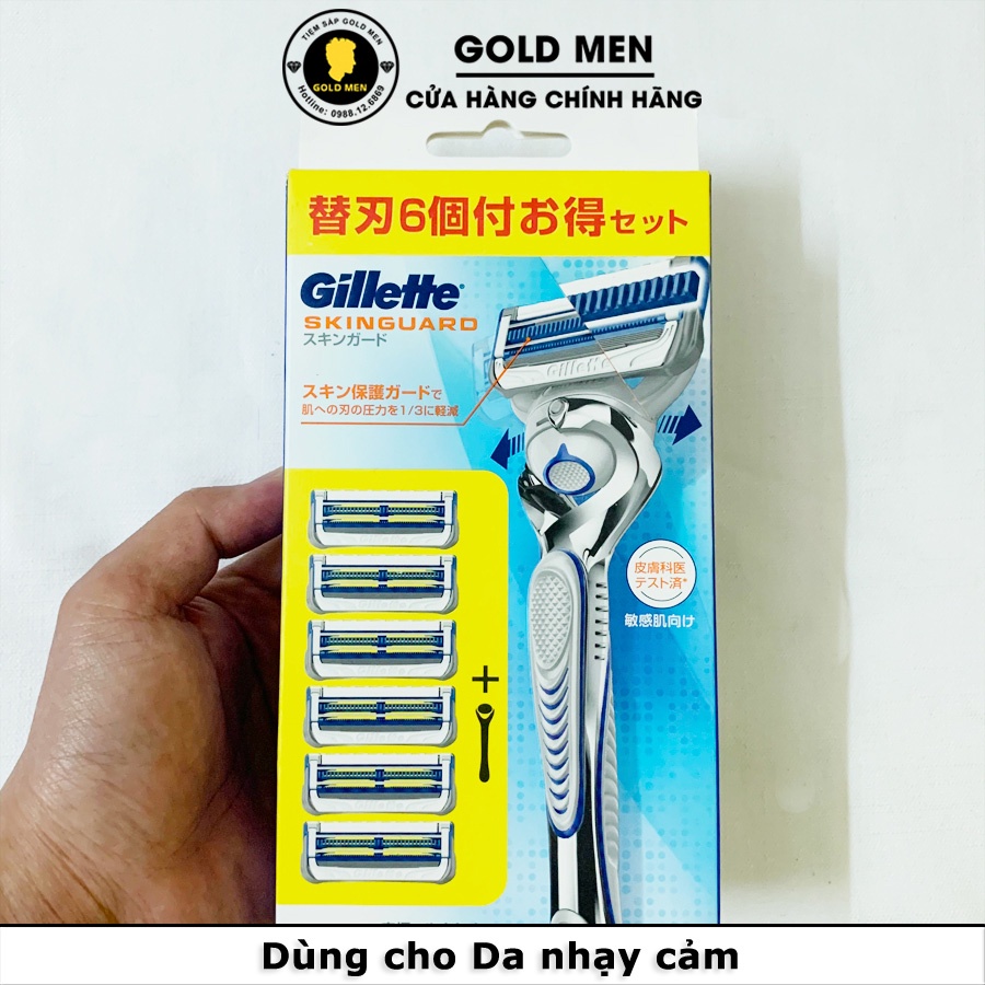 Dao cạo râu Gillette Skinguard set 2 lưỡi / 6 lưỡi / 10 lưỡi cho Da Nhạy Cảm