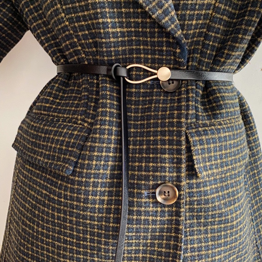 Thắt Lưng Da PU Màu Trơn Thắt Nút Phong Cách retro Pháp Đa Năng Y2K