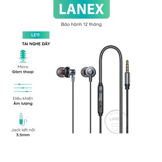 Tai nghe dây lanex le11 jack 3.5mm có mic dài 1.2m