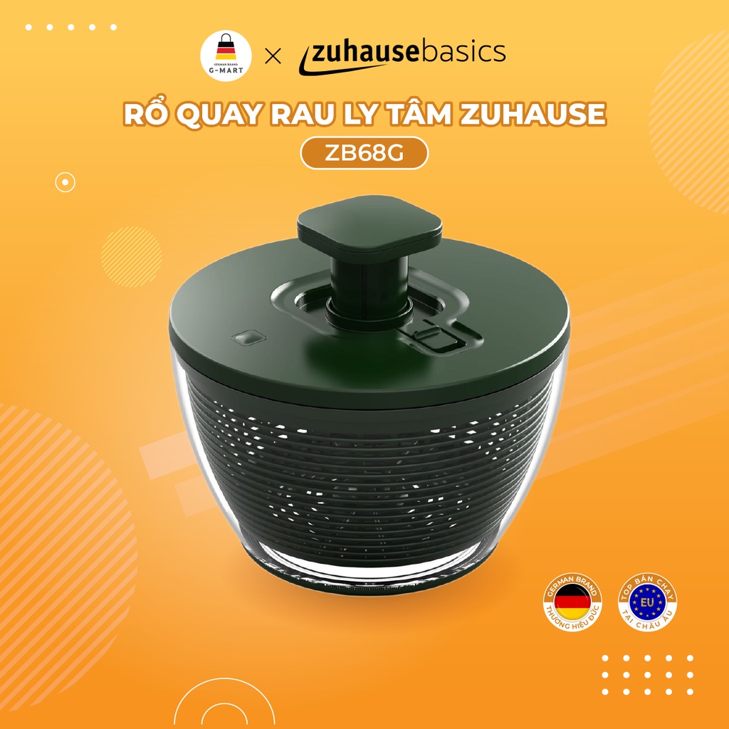 Rổ quay rau ly tâm Zuhause ZB68G, Rổ quay salat chất liệu nhựa PP