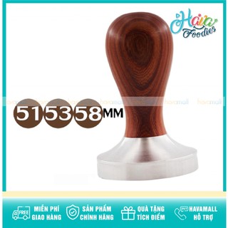 Tamper nén cà phê espresso cán gỗ 51/53/58mm – coffee tamper
