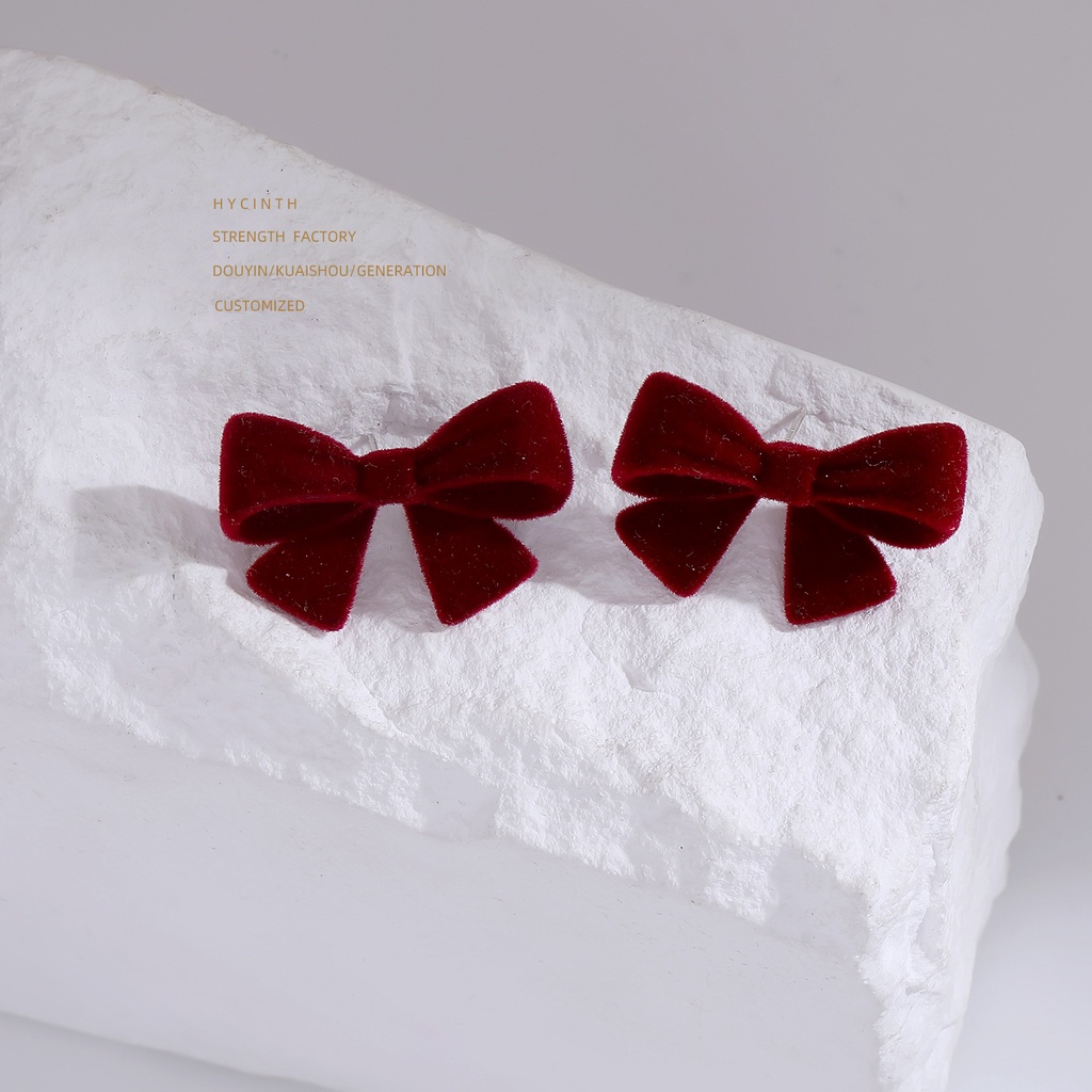 Bông Tai Hình Nơ Bằng Nhung Phong Cách Pháp Thời Trang Sang Trọng Cho Nữ