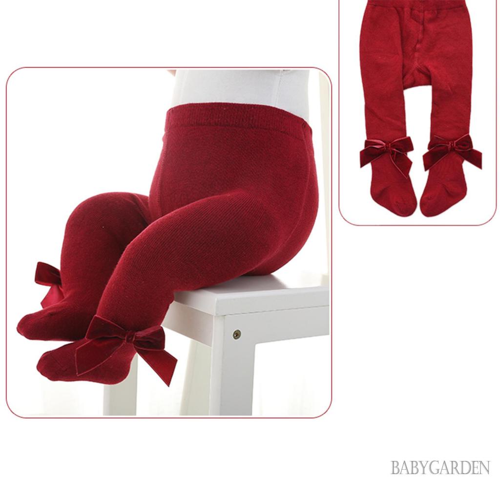 Quần Tất Màu Trơn Đính Nơ Thời Trang Thu Đông Cho Bé 0-2 Tuổi