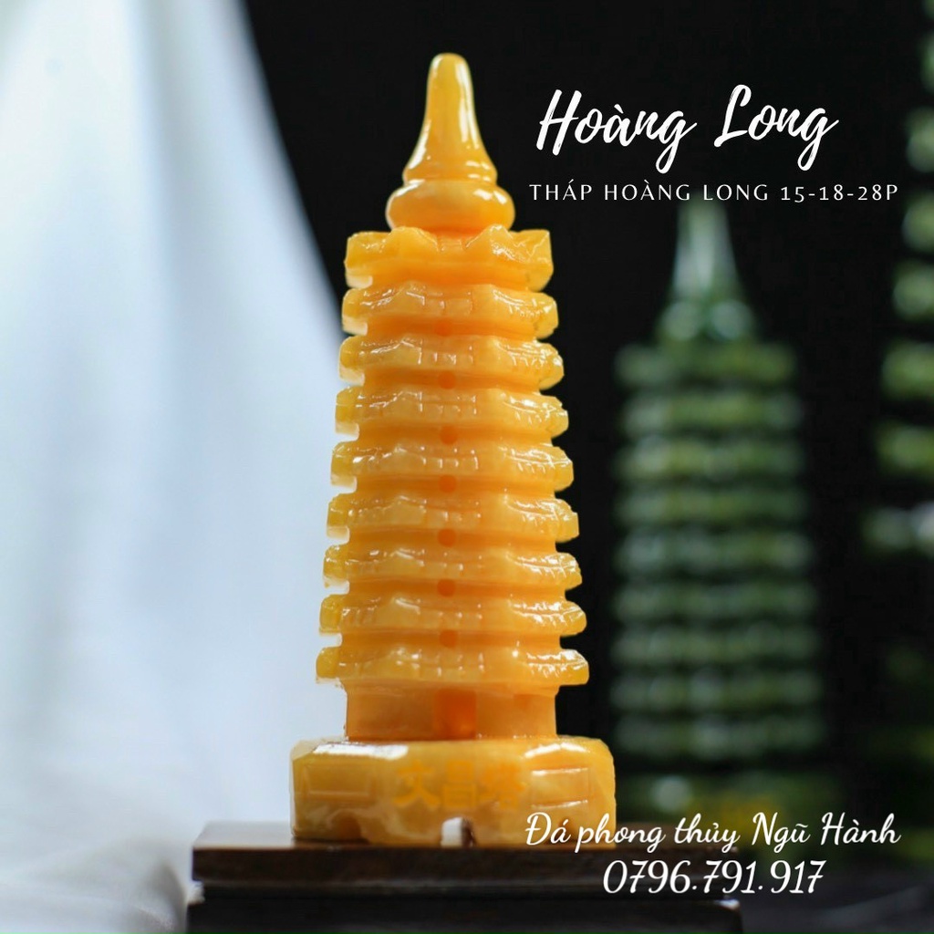 Tháp Văn Xương đá ngọc Serpentine - cao 15cm