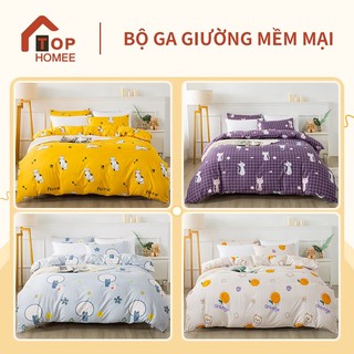 TOPHOMEE Bộ ga giường 💖1m2/1m8💖 drap giường cotton poly, ga trải giường + vỏ gối nằm đơn giản Bedding