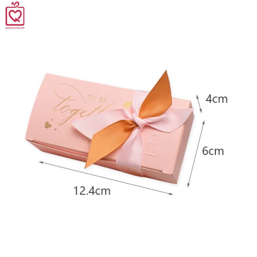 Hộp quà nơ đôi hai màu hình chữ nhật, dễ thương tặng Giáng sinh, hộp đựng quà nhỏ H18