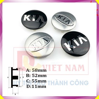 1 Chiếc logo chụp mâm, ốp lazang bánh xe ô tô KIA - Đường kính 58mm - 4 màu
