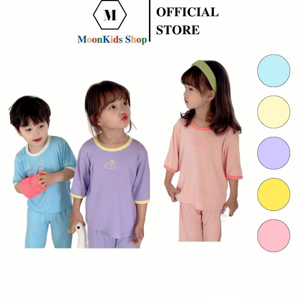MOONKIDS SHOP Bộ quần áo tay lỡ từ 6-18kg chất liệu THUN LẠNH 100% co giãn 4 chiều thoáng mát cho bé trai bé gái