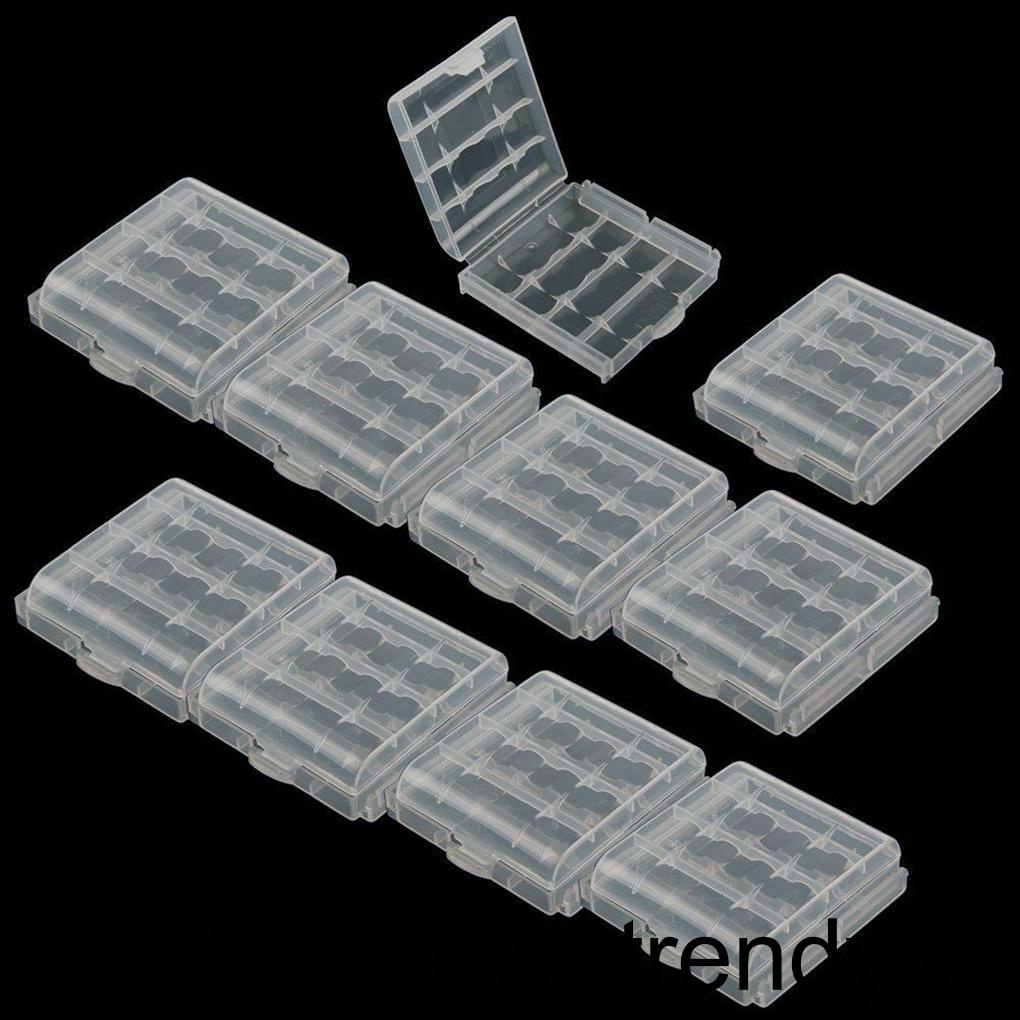 Bộ 10 Hộp Nhựa Trong Suốt Đựng Pin AA / AAA