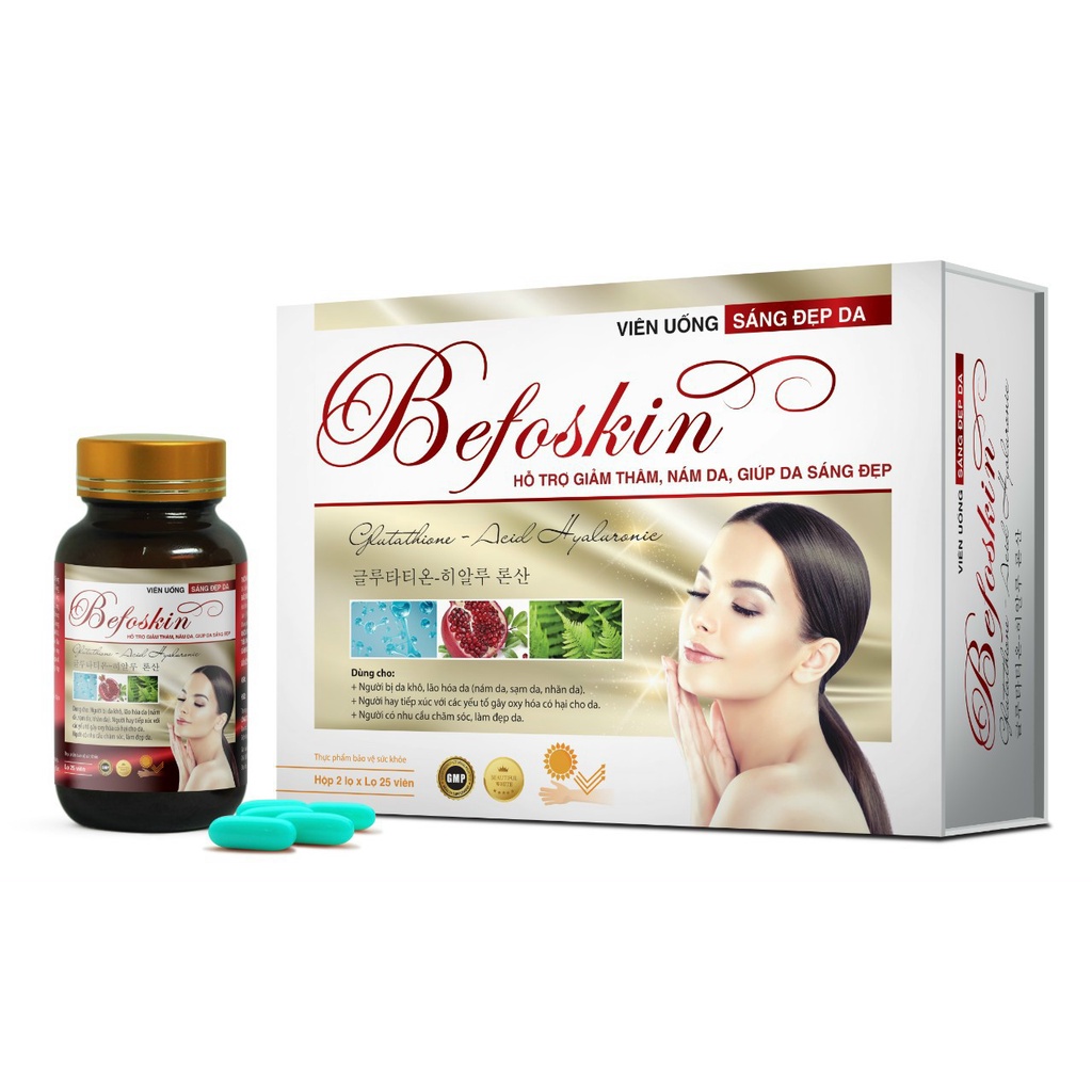 Viên Uống Sáng Đẹp Da Befoskin - Giảm Thâm, Mờ Nám, Tàn Nhang - Giúp Da Sáng Đẹp - Xóa Mờ Nếp Nhăn - Hộp 50 Viên